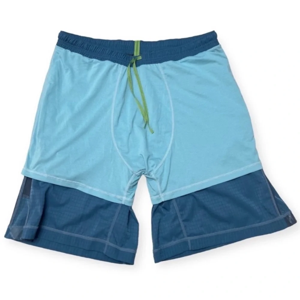 Lululemon Surge Shorts Teal Green Black Argyle 4 Way Stretch Lined